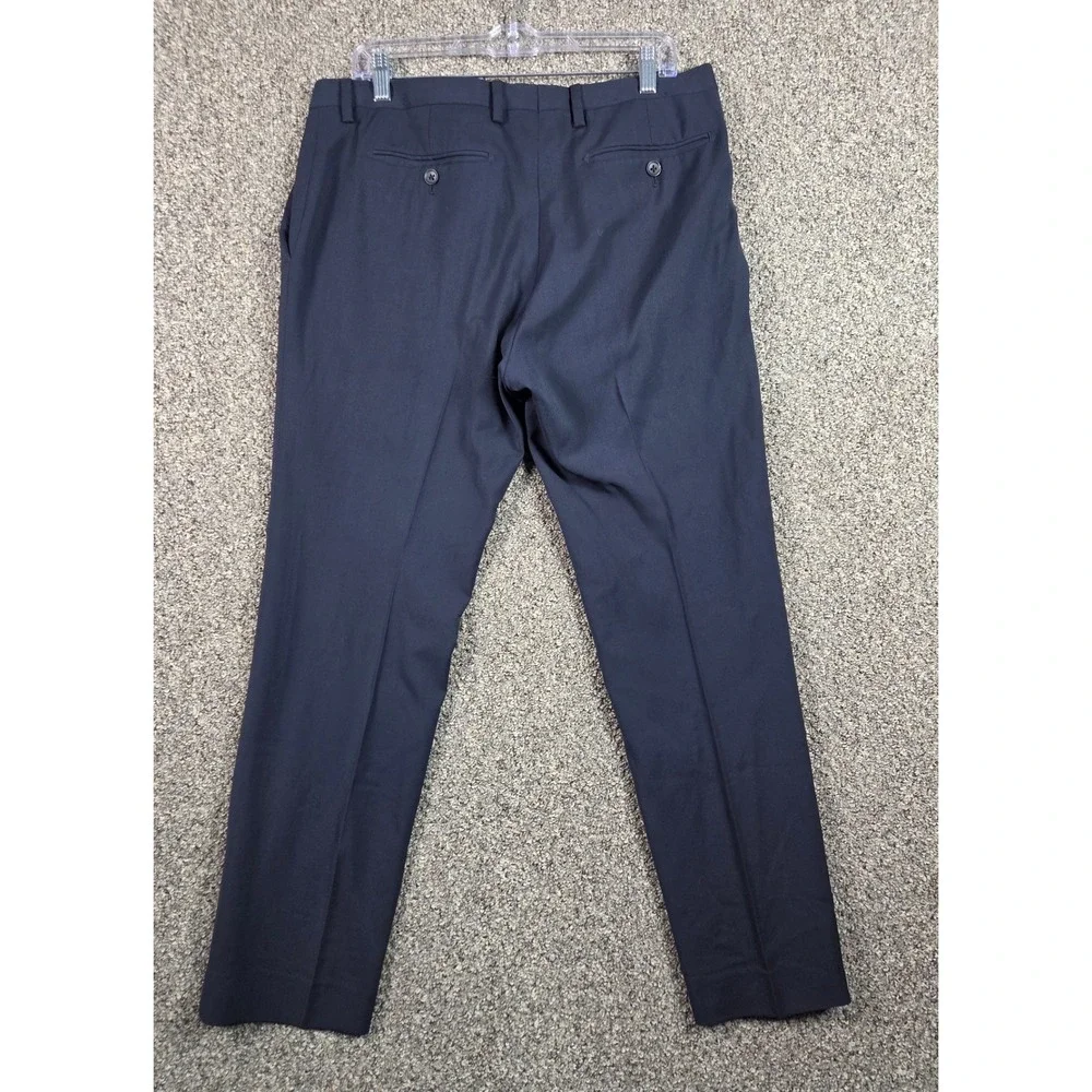 Banana Republic Dress Pants Mens 33x30 Navy Blue 100% Wool Flat Front Trousers
